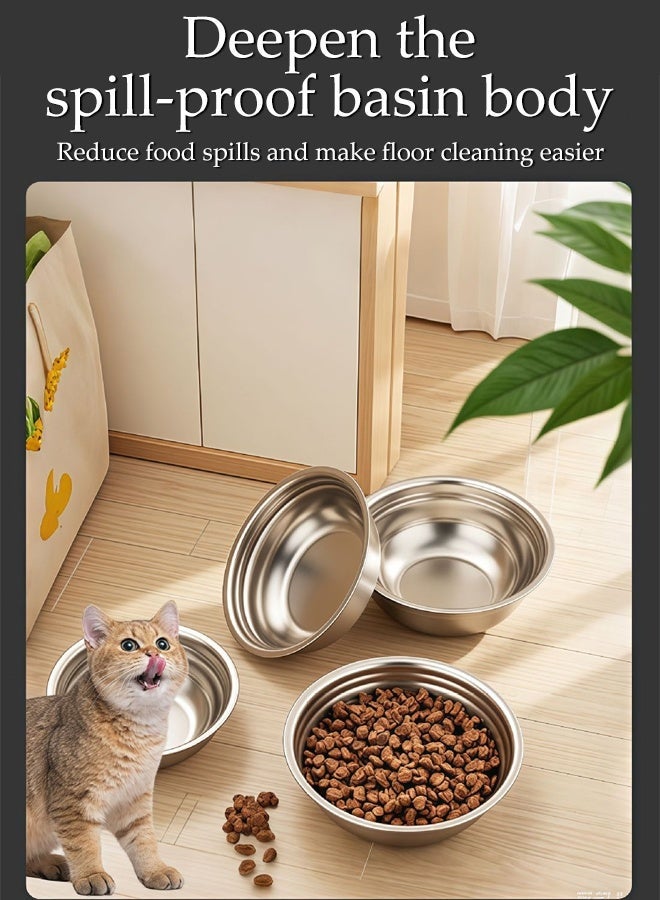 DUNISO طقم أطباق قطط 4 قطع، أطباق تغذية من الفولاذ المقاوم للصدأ، مغذيات للحيوانات الأليفة للقطط والجرو، أطباق غير قابلة للانزلاق للطعام أو الماء - Image 3